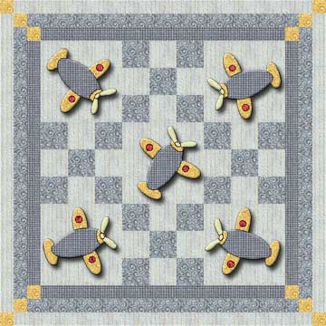 appliqu&eacute; plane crib quilt